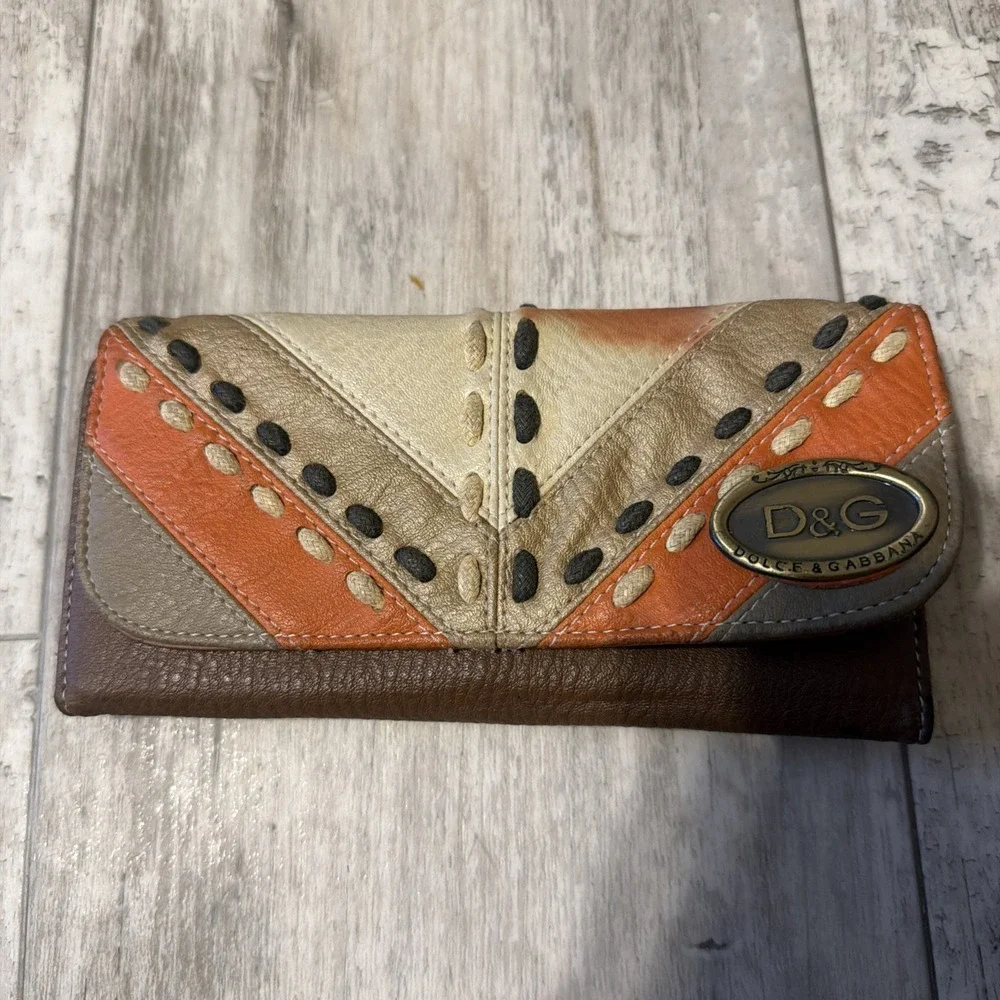Vintage Dolce & Gabbana Women's Wallet Brown Leather